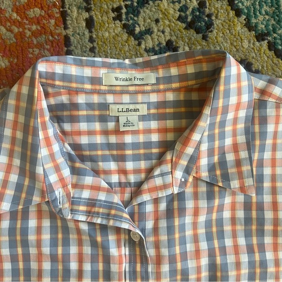 L.L. Bean Women's Size L Blouse Top Long Sleeve Multicolor Plaid Cotton Collared - Picture 6 of 6